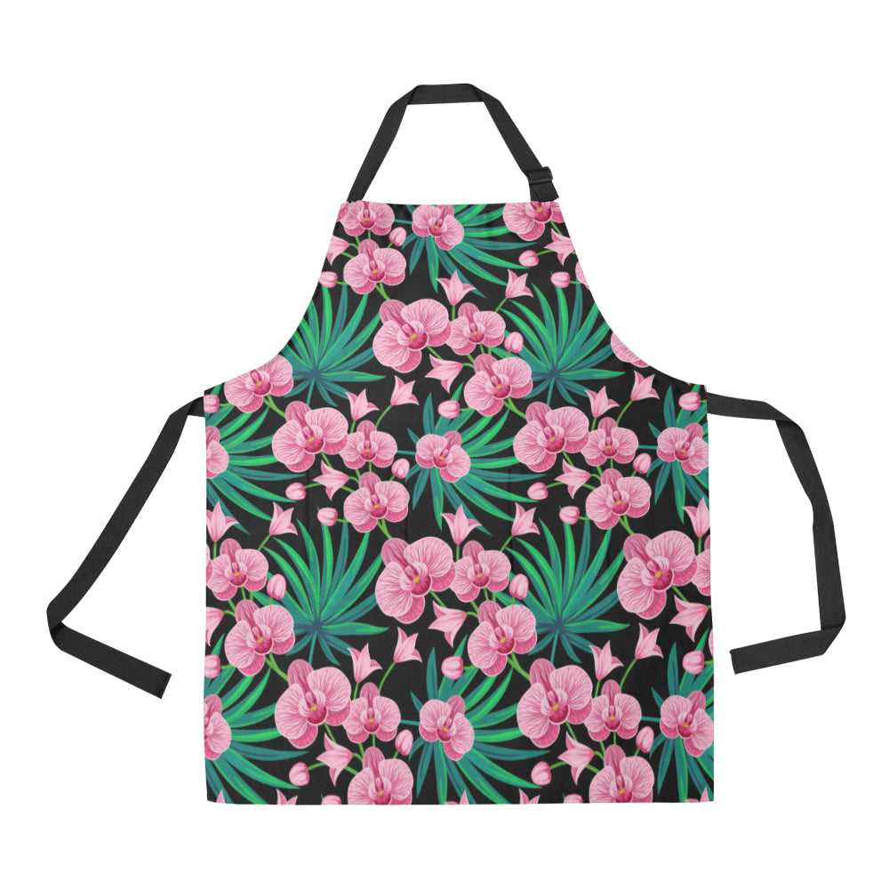 Orchid Pink Pattern Print Design OR06 Apron with Pocket