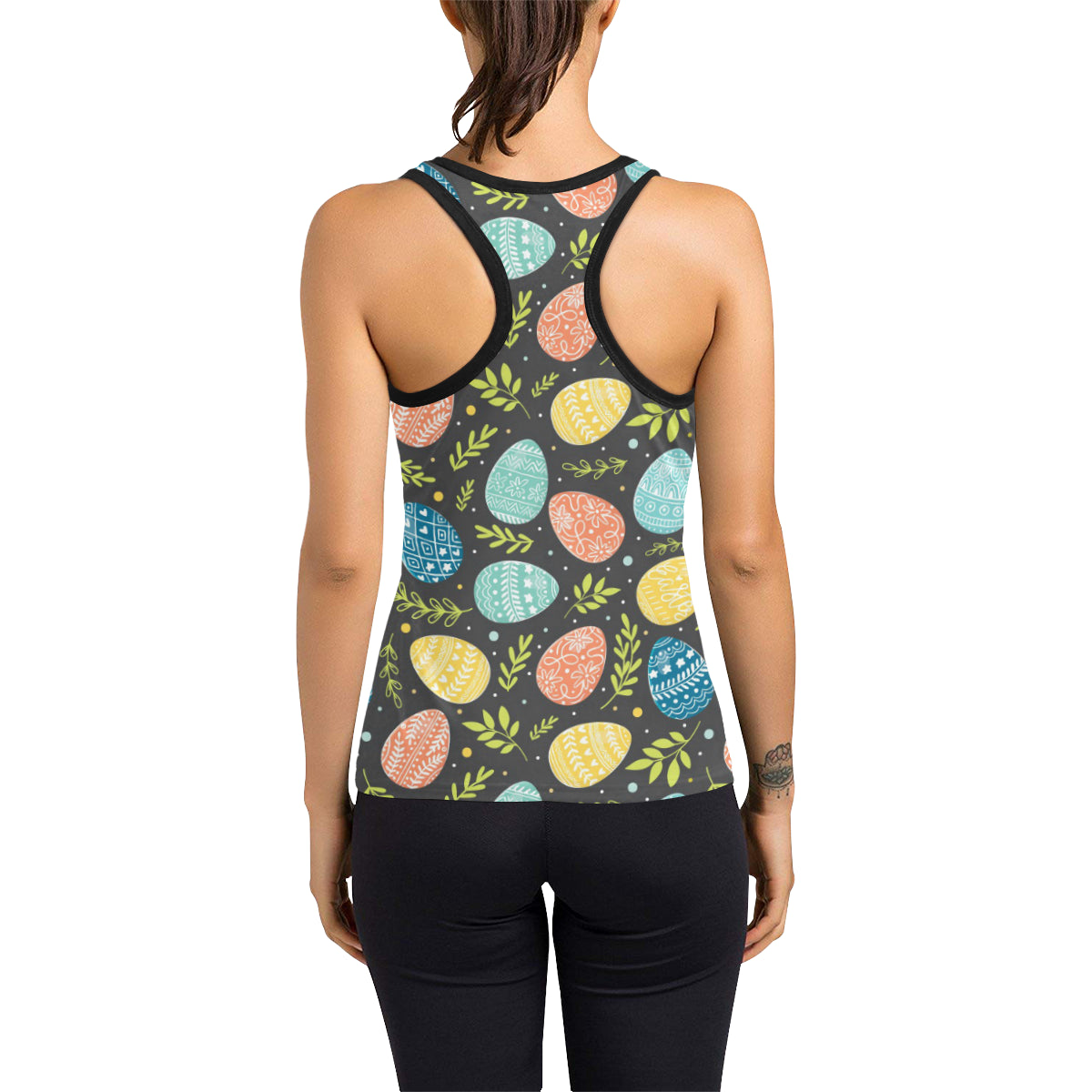 Easter Eggs Pattern Print Design RB01 Women's Racerback Tank Top