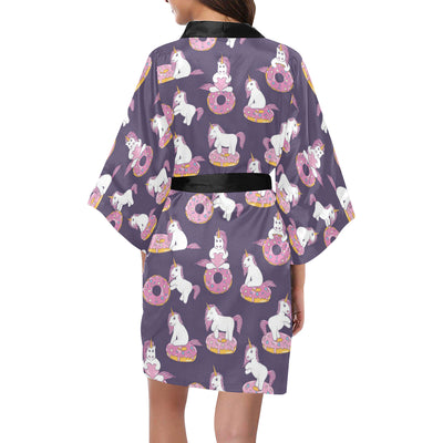 Donut Unicorn Pattern Print Design DN011 Women Kimono Robe