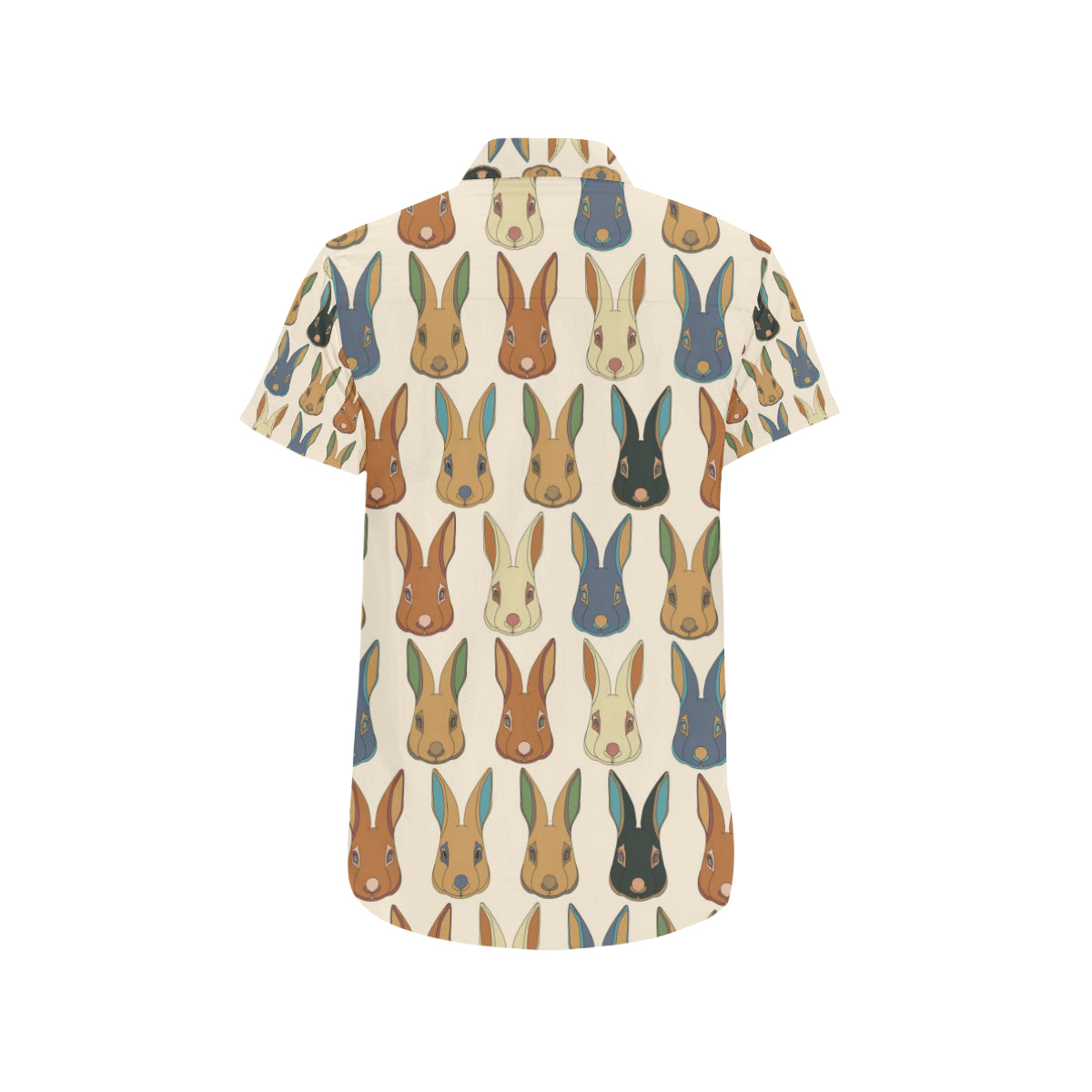 Rabbit Pattern Print Design RB04 Men's Short Sleeve Button Up Shirt
