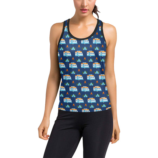 Camper Pattern Camping Themed No 3 Print Women's Racerback Tank Top