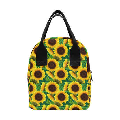 Sunflower Pattern Print Design SF02 Insulated Lunch Bag