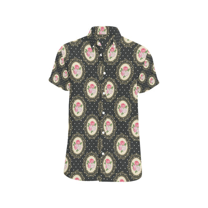 Rose Pattern Print Design RO015 Men's Short Sleeve Button Up Shirt