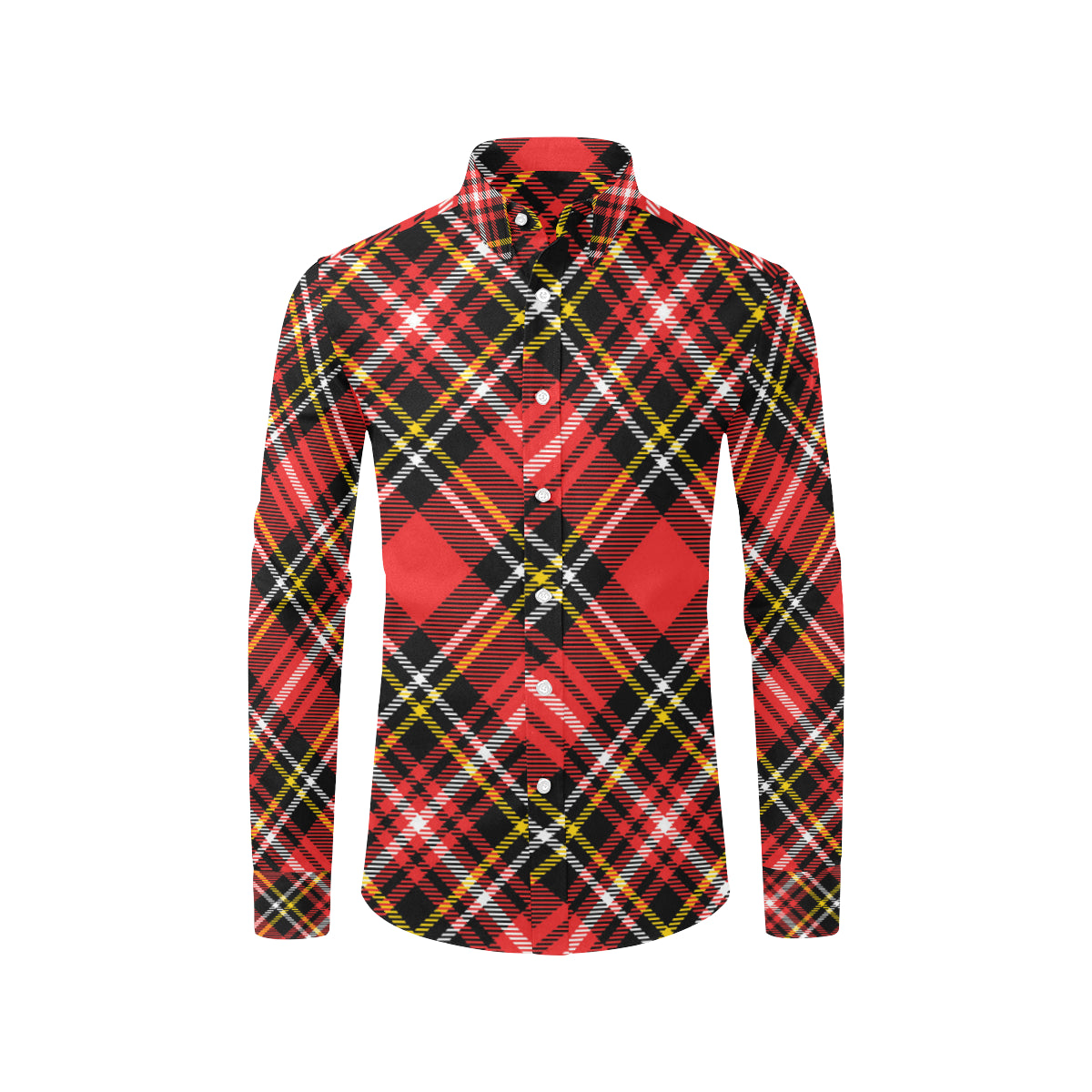 Plaid Red Pattern Print Design A03 Men's Long Sleeve Shirt