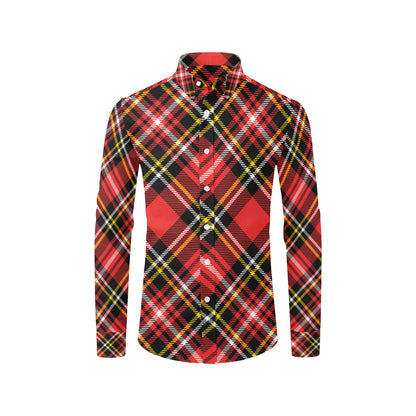 Plaid Red Pattern Print Design A03 Men's Long Sleeve Shirt