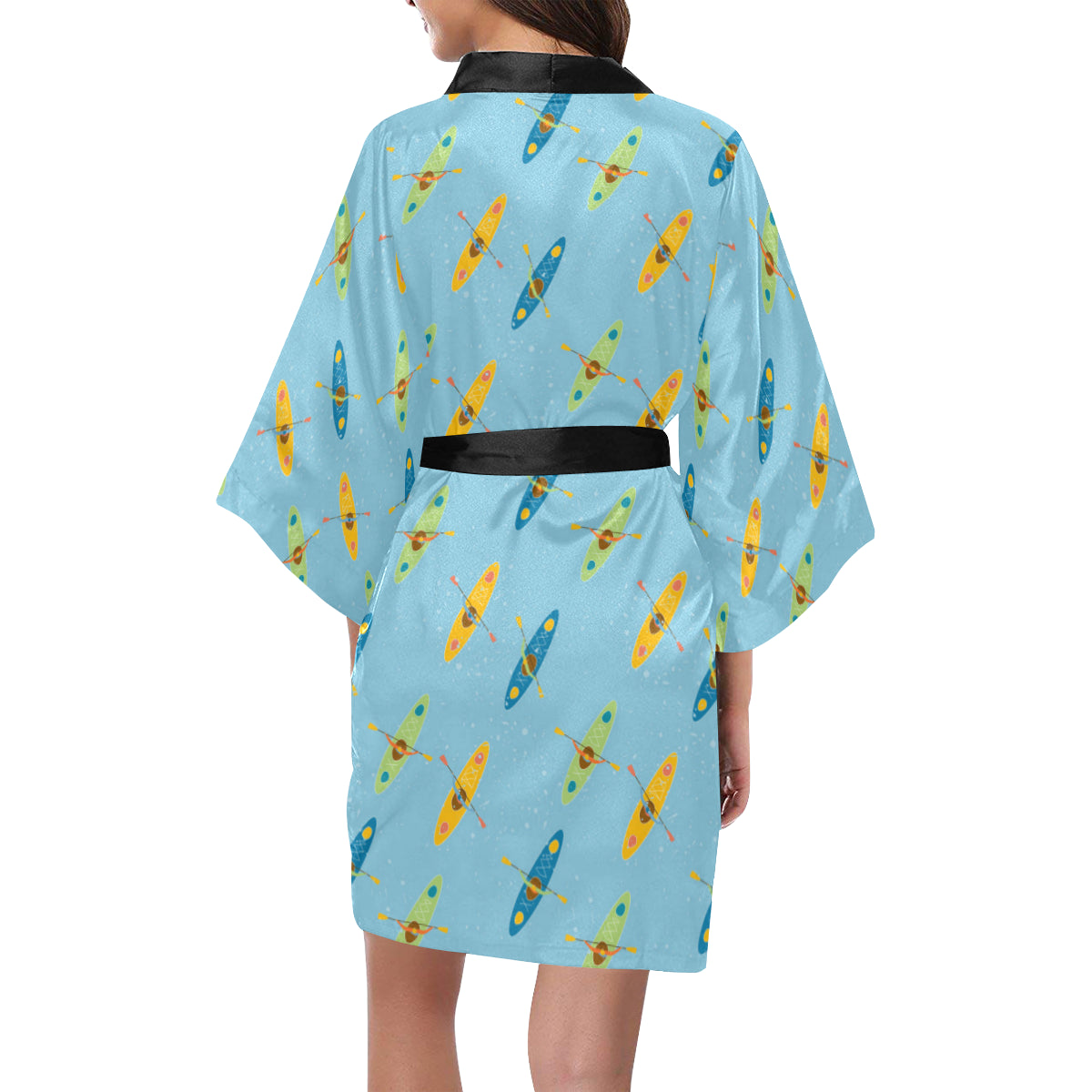 Kayak Pattern Print Design 04 Women's Short Kimono
