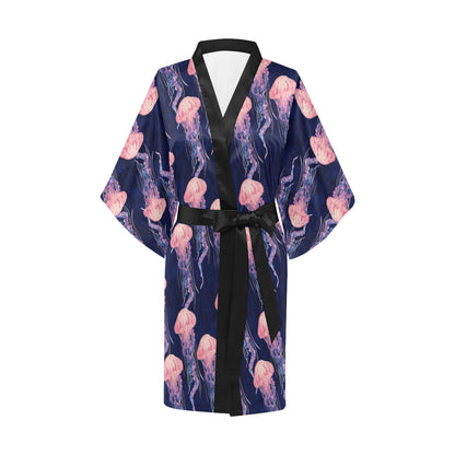 Jellyfish Pattern Print Design 03 Women's Short Kimono