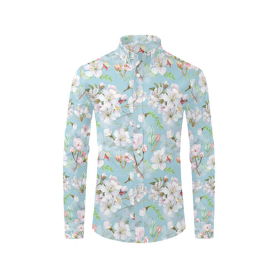 Apple blossom Pattern Print Design AB06 Men's Long Sleeve Shirt