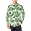 Green Pattern Tropical Palm Leaves Men's Long Sleeve Shirt