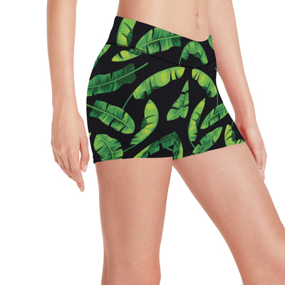 Banana Leaf Pattern Print Design BL02 Yoga Shorts