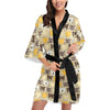 Bear PatchworkPattern Print Design 01 Women's Short Kimono