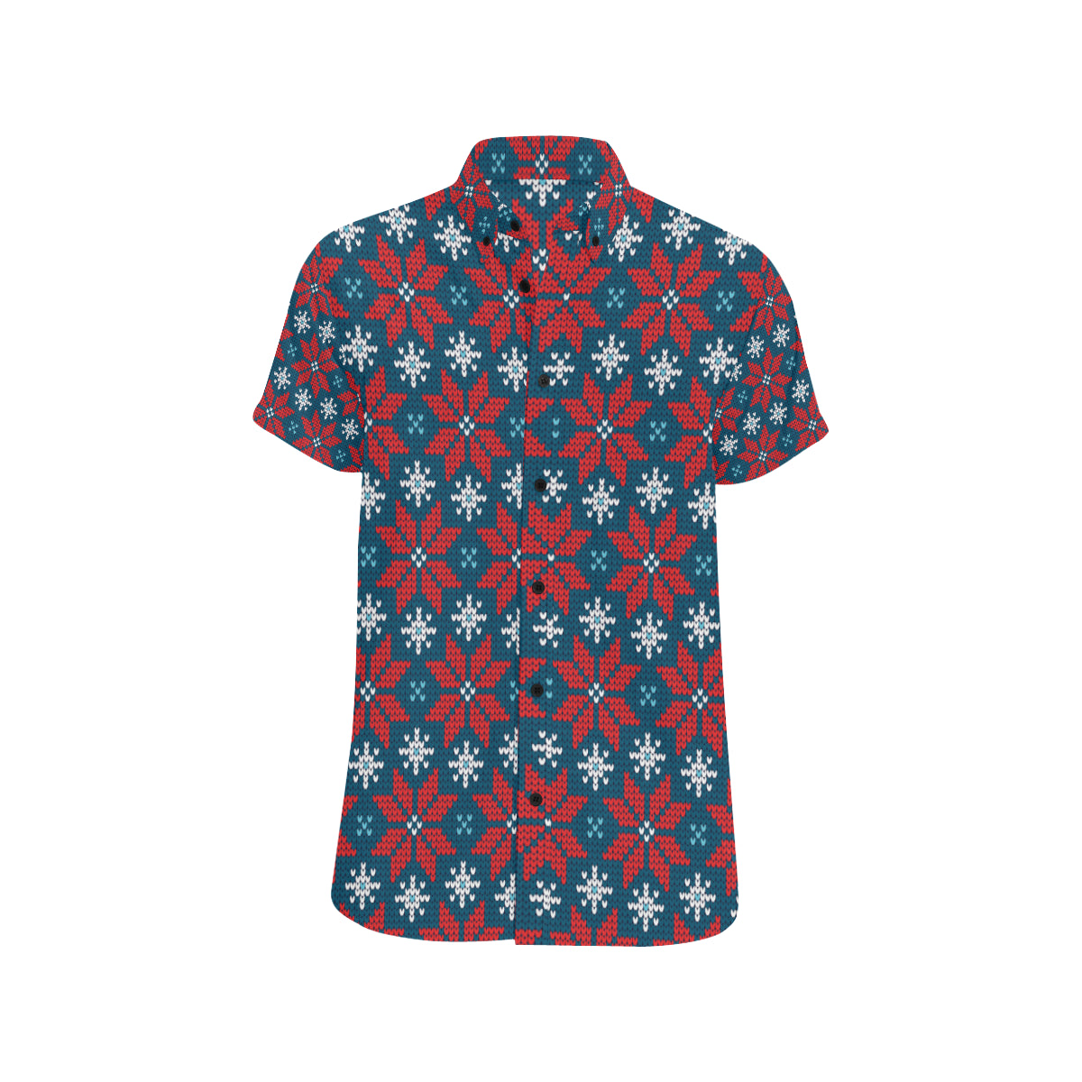 Poinsettia Pattern Print Design A02 Men's Short Sleeve Button Up Shirt