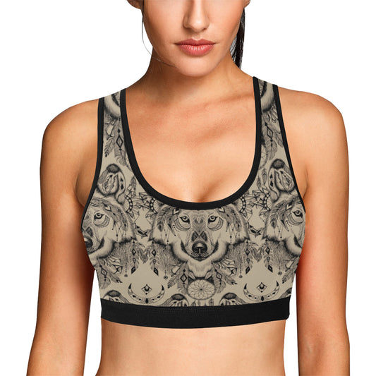Indian Boho Wolf Sports Bra