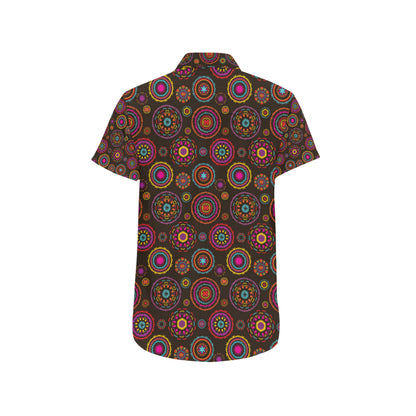 Bohemian Pattern Print Design 01 Men's Short Sleeve Button Up Shirt