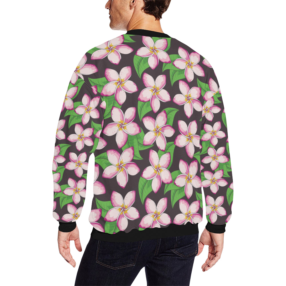 Pink Plumeria Pattern Print Design PM019 Men Long Sleeve Sweatshirt