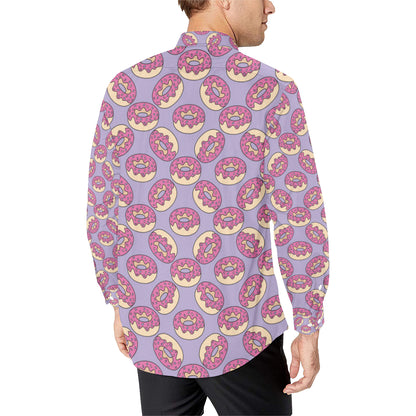 Donut Pattern Print Design DN015 Men's Long Sleeve Shirt