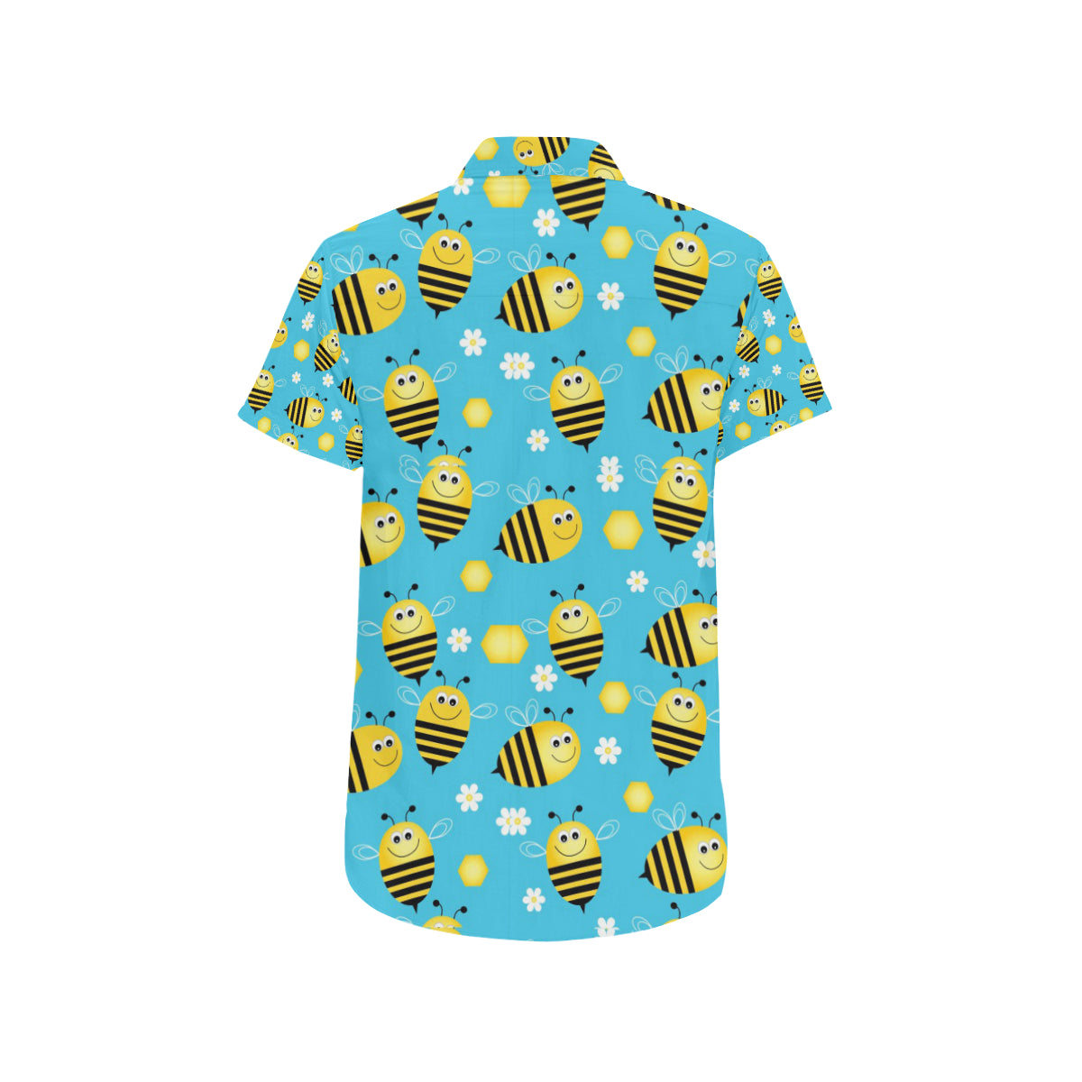 Bee Pattern Print Design BEE06 Men's Short Sleeve Button Up Shirt