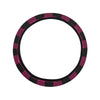 Pink Tartan Plaid Pattern Steering Wheel Cover with Elastic Edge