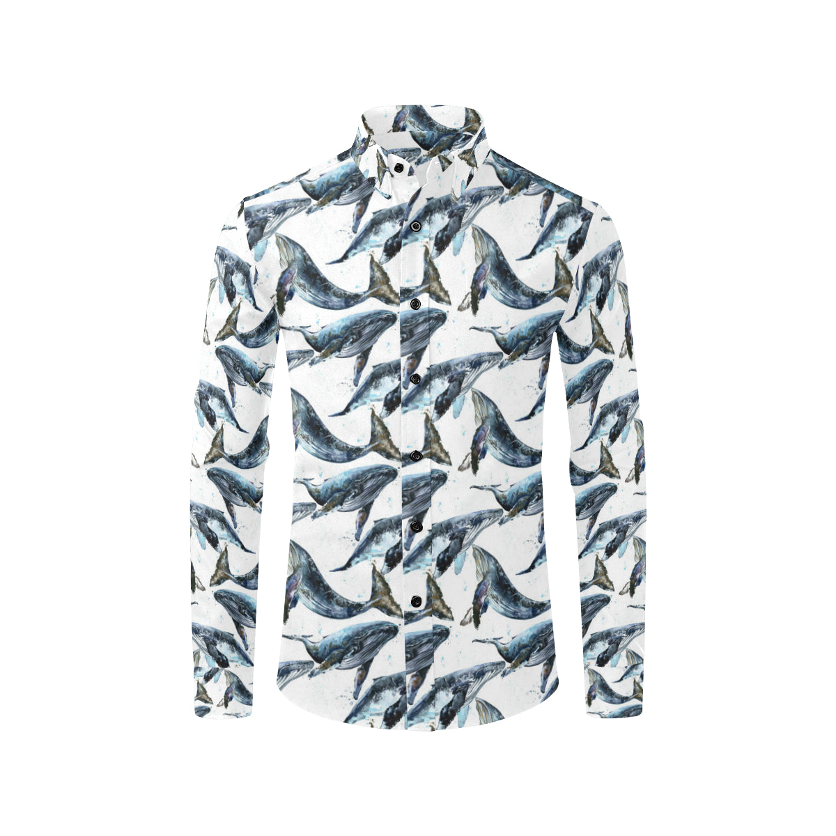 Blue Whale Pattern Print Design 03 Men's Long Sleeve Shirt