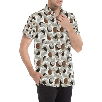 Coconut Pattern Print Design CN03 Men's Short Sleeve Button Up Shirt