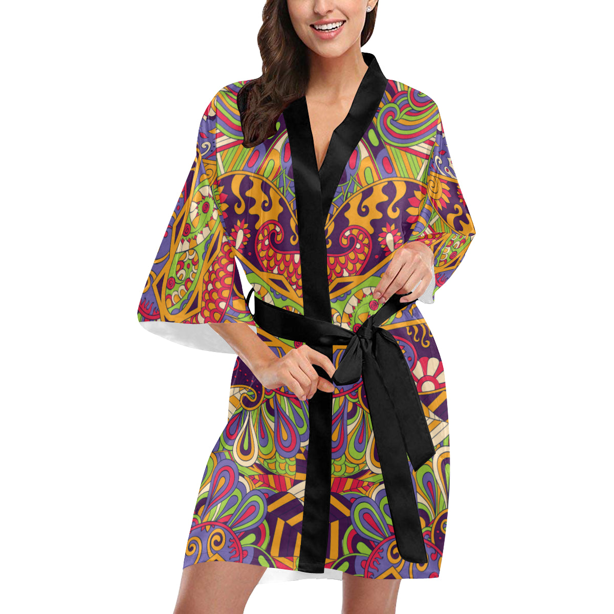 Pucci Pattern Print Design A04 Women's Short Kimono