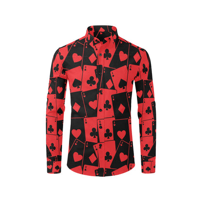 Poker Cards Pattern Print Design A01 Men's Long Sleeve Shirt