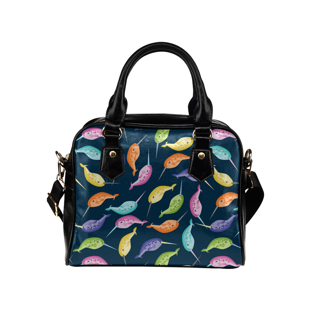 Narwhal Colorful Pattern Print Design 03 Shoulder Handbag