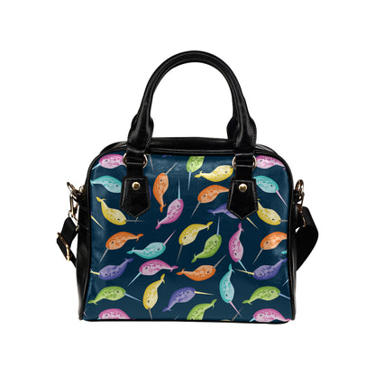 Narwhal Colorful Pattern Print Design 03 Shoulder Handbag