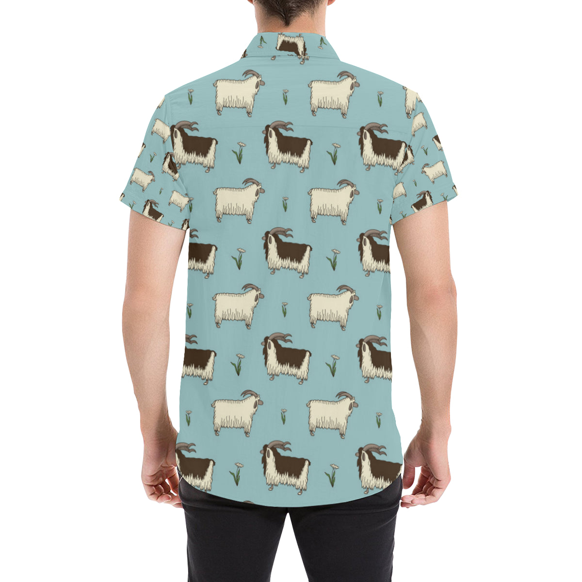 Goat Pattern Print Design 02 Men's Short Sleeve Button Up Shirt
