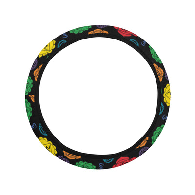 Chakra Pattern Print Design 01 Steering Wheel Cover with Elastic Edge