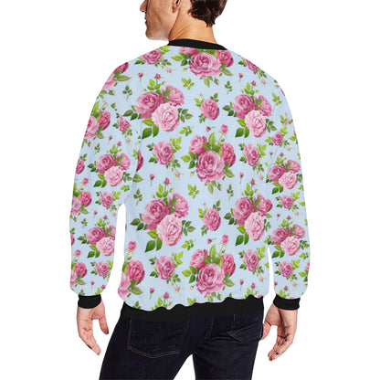Rose Pink Pattern Print Design RO08 Men Long Sleeve Sweatshirt