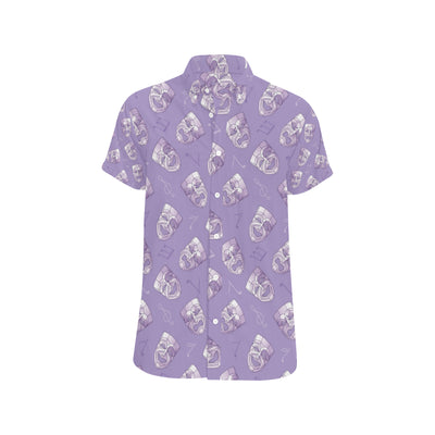 Acting Mask Pattern Print Design 05 Men's Short Sleeve Button Up Shirt