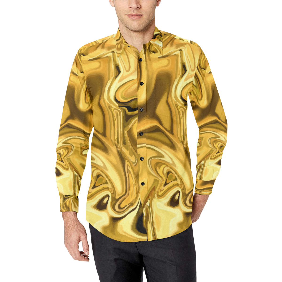 Liquid Pattern Print Design 03 Men's Long Sleeve Shirt