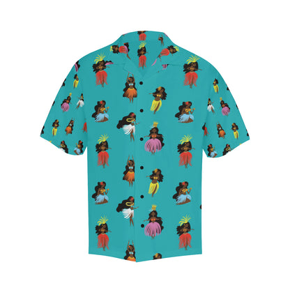 Hula Dancers Pattern Print Design 04 Men's Hawaiian Shirt