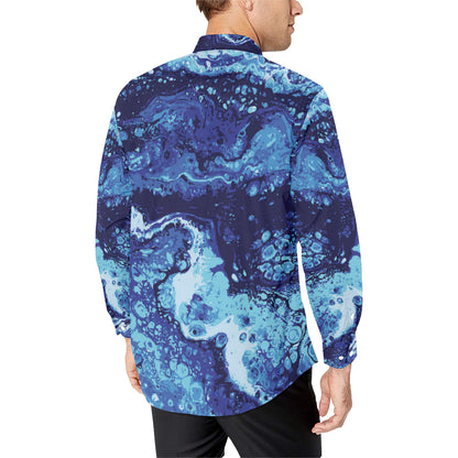 Ocean Liquid Pattern Print Design A03 Men's Long Sleeve Shirt