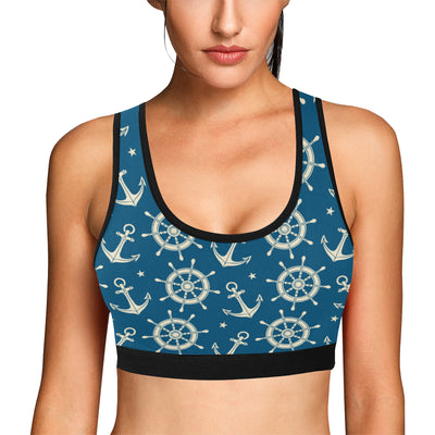 Anchor Pattern Print Design 01 Sports Bra