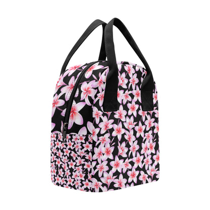 Pink Plumeria Pattern Print Design PM09 Insulated Lunch Bag