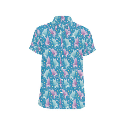 Pegasus Pattern Print Design 04 Men's Short Sleeve Button Up Shirt