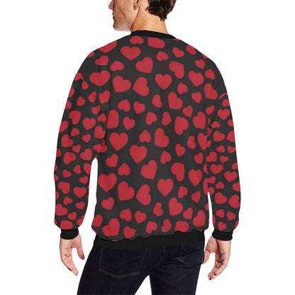 Heart Red Pattern Print Design HE01 Men Long Sleeve Sweatshirt