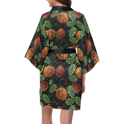 Pumpkin Pattern Print Design A02 Women's Short Kimono