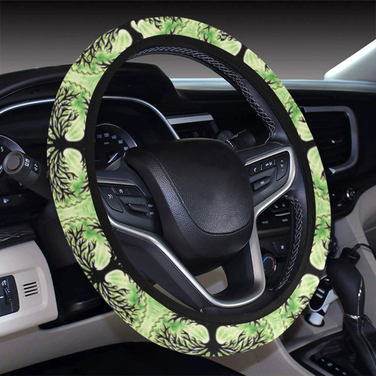 Celtic Pattern Print Design 010 Steering Wheel Cover with Elastic Edge