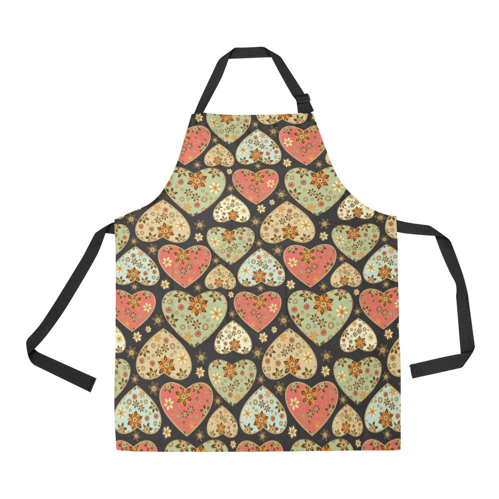 Heart Boho Pattern Print Design HE04 Apron with Pocket