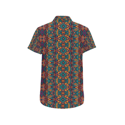 Ethnic Style Print Pattern Men's Short Sleeve Button Up Shirt