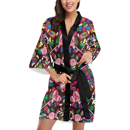 Candy Pattern Print Design CA02 Women's Short Kimono