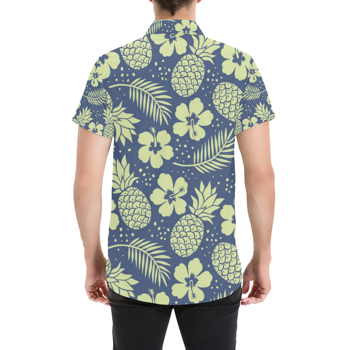 Pineapple Pattern Print Design PP07 Men's Short Sleeve Button Up Shirt