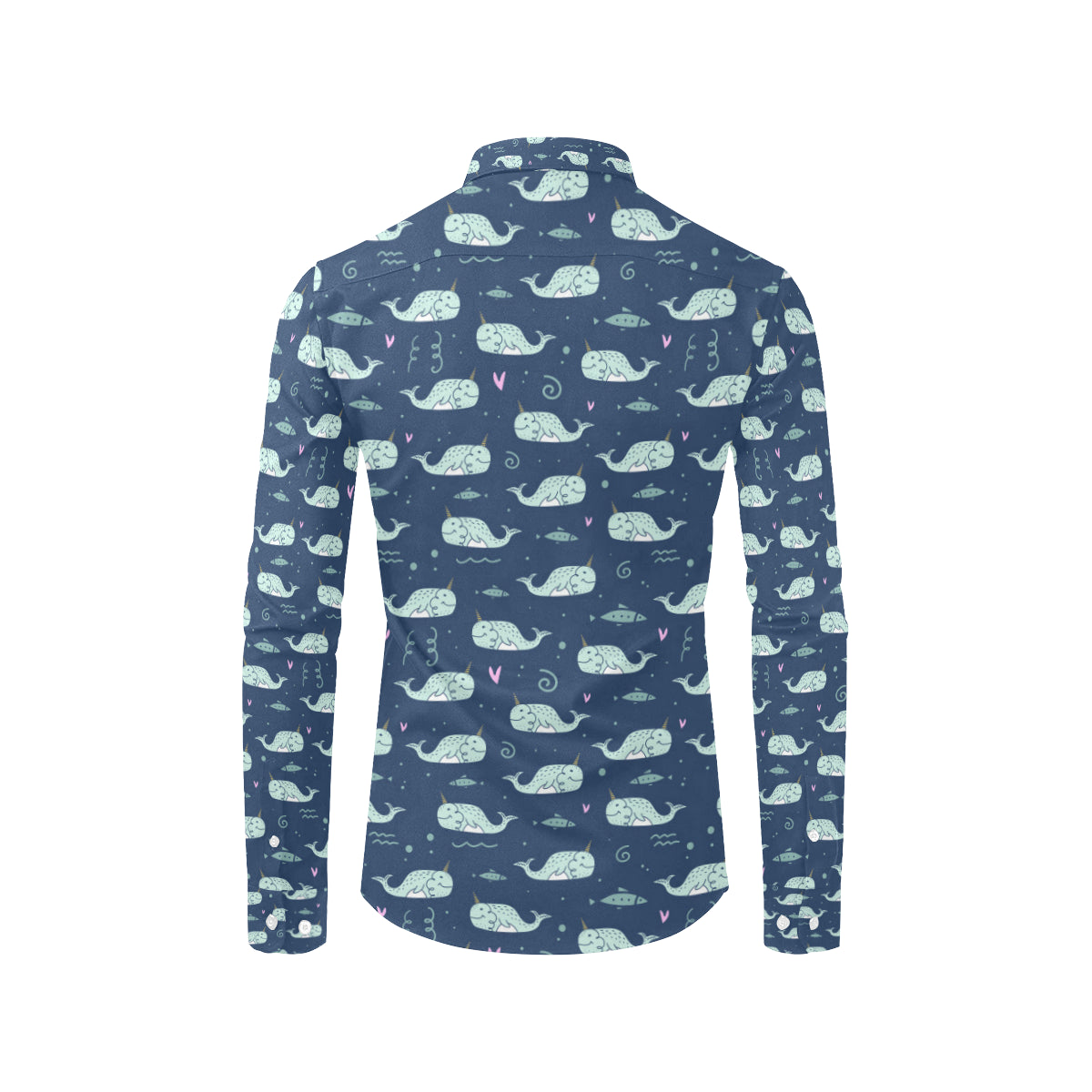 Narwhal Design Print Men's Long Sleeve Shirt