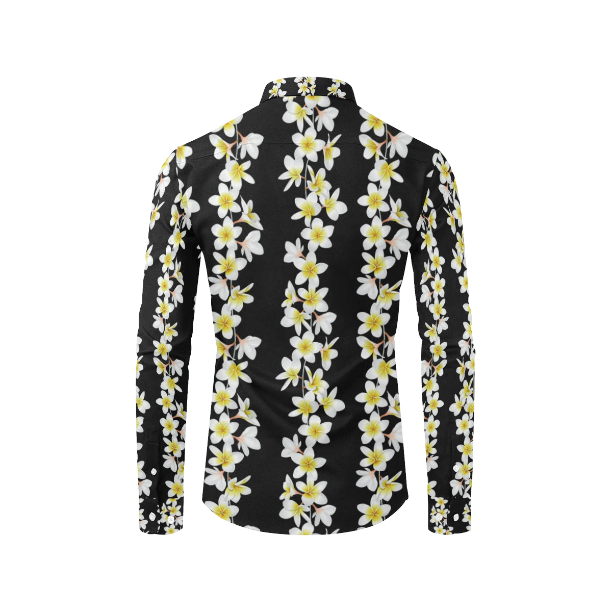 White Plumeria Pattern Print Design PM08 Men's Long Sleeve Shirt