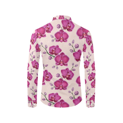 Orchid Pattern Print Design A02 Men's Long Sleeve Shirt