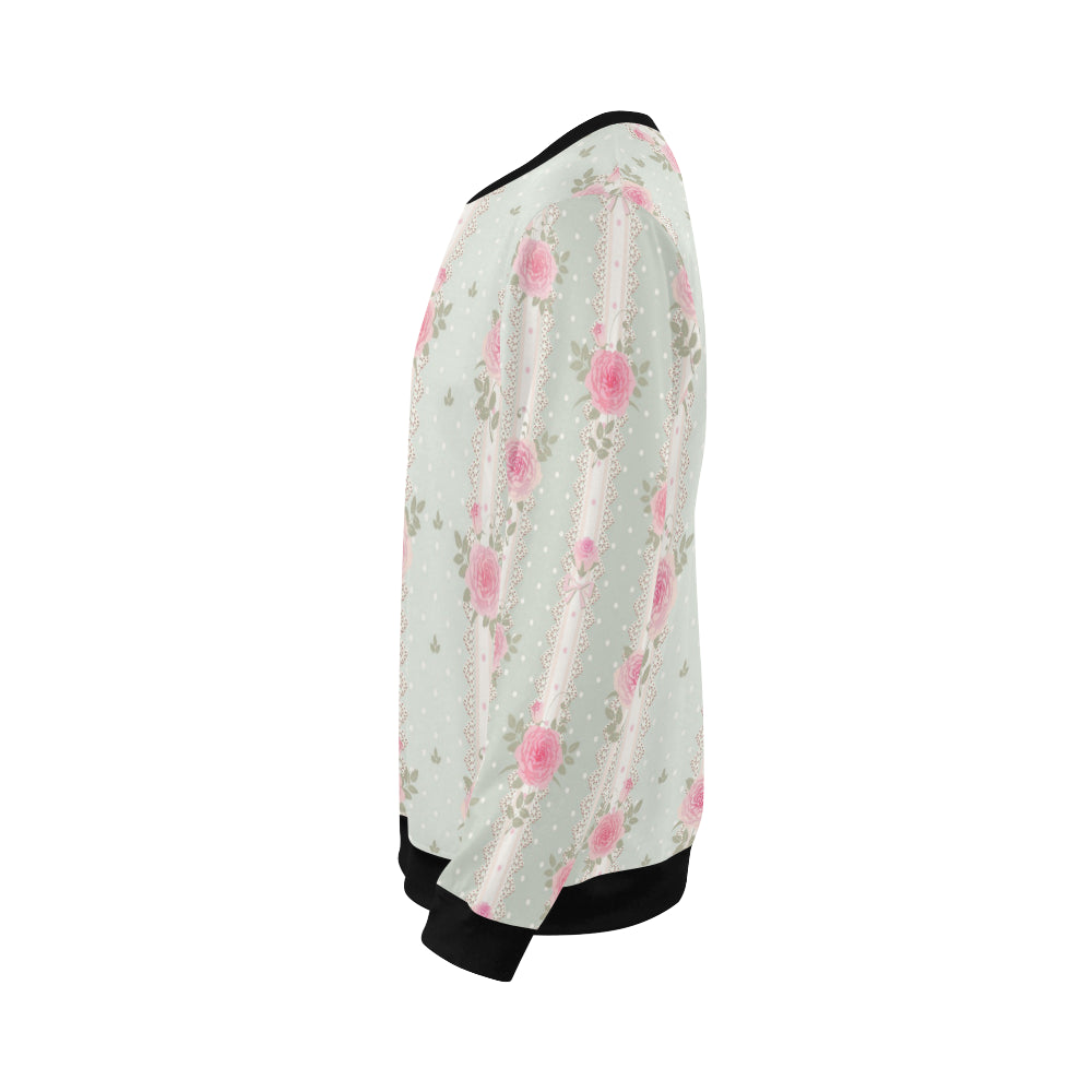 Rose Pattern Print Design RO016 Men Long Sleeve Sweatshirt