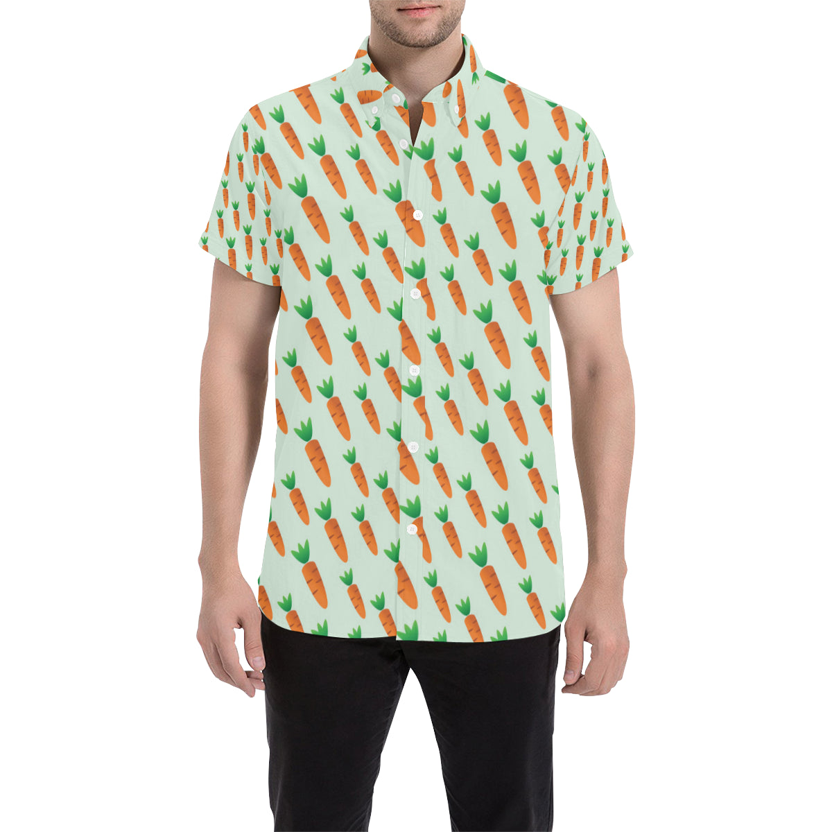 Carrot Pattern Print Design 05 Men's Short Sleeve Button Up Shirt